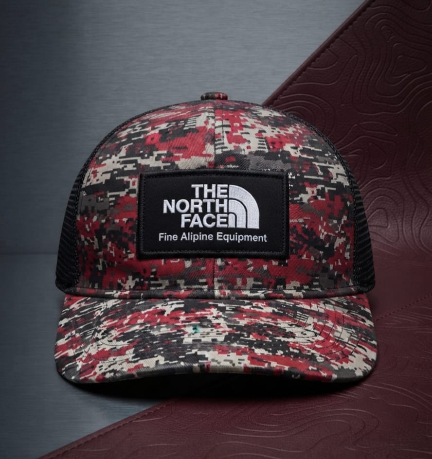 The North Face Red Camo Premium Cap for Men | Adjustable Hat