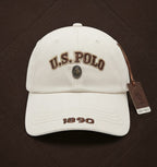 U.S. Polo White Premium Baseball Cap for Men | Adjustable Fit