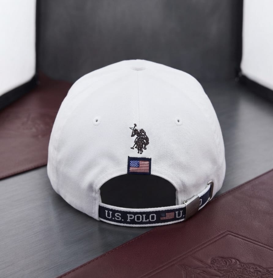 U.S. Polo White Premium Baseball Cap for Men | Adjustable Fit