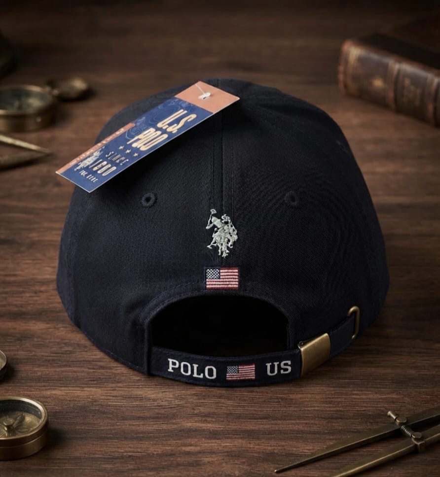 US POLO Black Premium Baseball Cap for Men | Adjustable Casual Hat