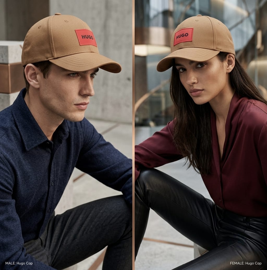 HUGO Tan Brown Premium Baseball Cap for Men | Adjustable Fit