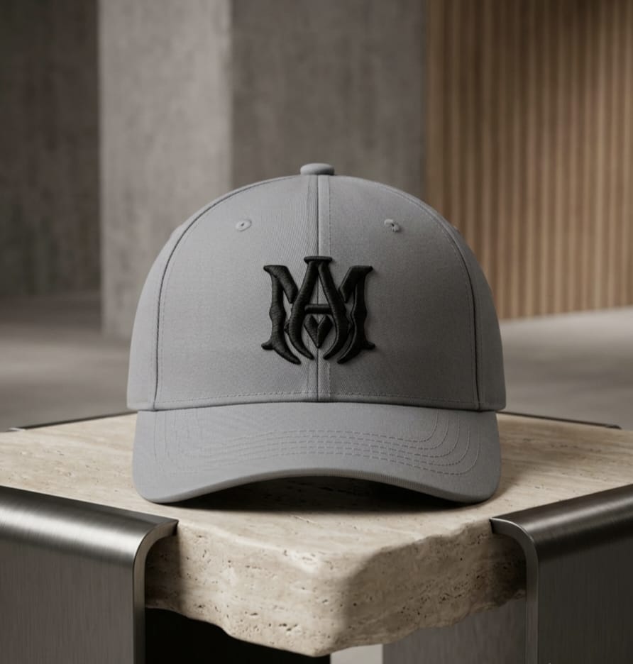 AM Embroidery Grey Baseball Cap – Premium Streetwear Unisex Hat