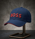 BOSS Embroidered Navy Blue Baseball Cap – Premium Cotton Unisex Hat