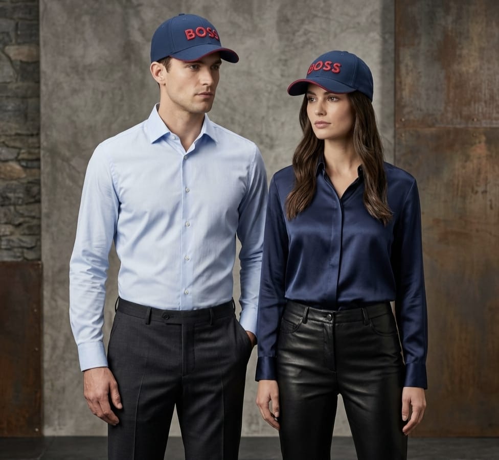 BOSS Embroidered Navy Blue Baseball Cap – Premium Cotton Unisex Hat