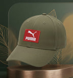 PUMA Red Patch Olive Green Baseball Cap – Premium Cotton Unisex Hat