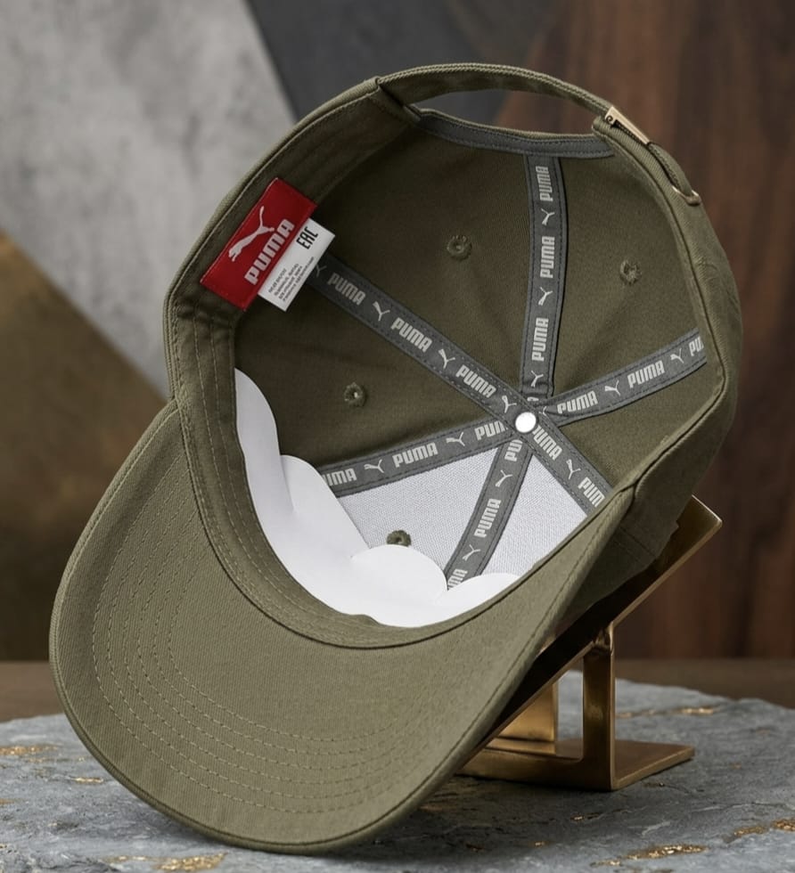 PUMA Red Patch Olive Green Baseball Cap – Premium Cotton Unisex Hat