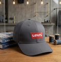 Levi's Red Logo Patch Charcoal Grey Baseball Cap – Premium Cotton Unisex Hat