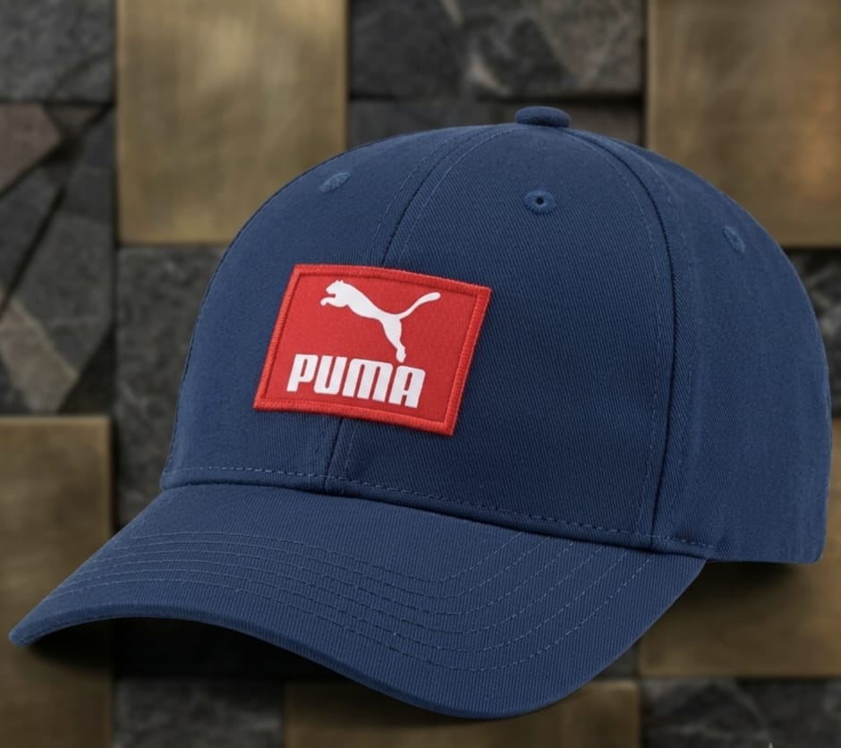 PUMA Navy Blue Cap – Classic Red Logo Sports Baseball Hat