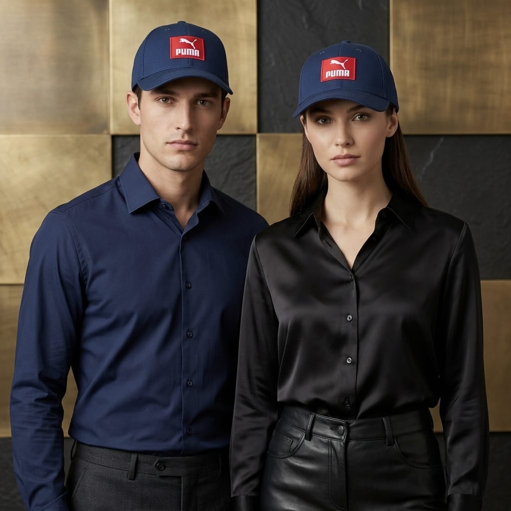 PUMA Navy Blue Cap – Classic Red Logo Sports Baseball Hat