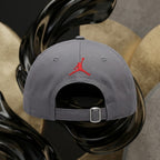 Jordan Grey Baseball Cap – Red Jumpman Logo Sports Hat