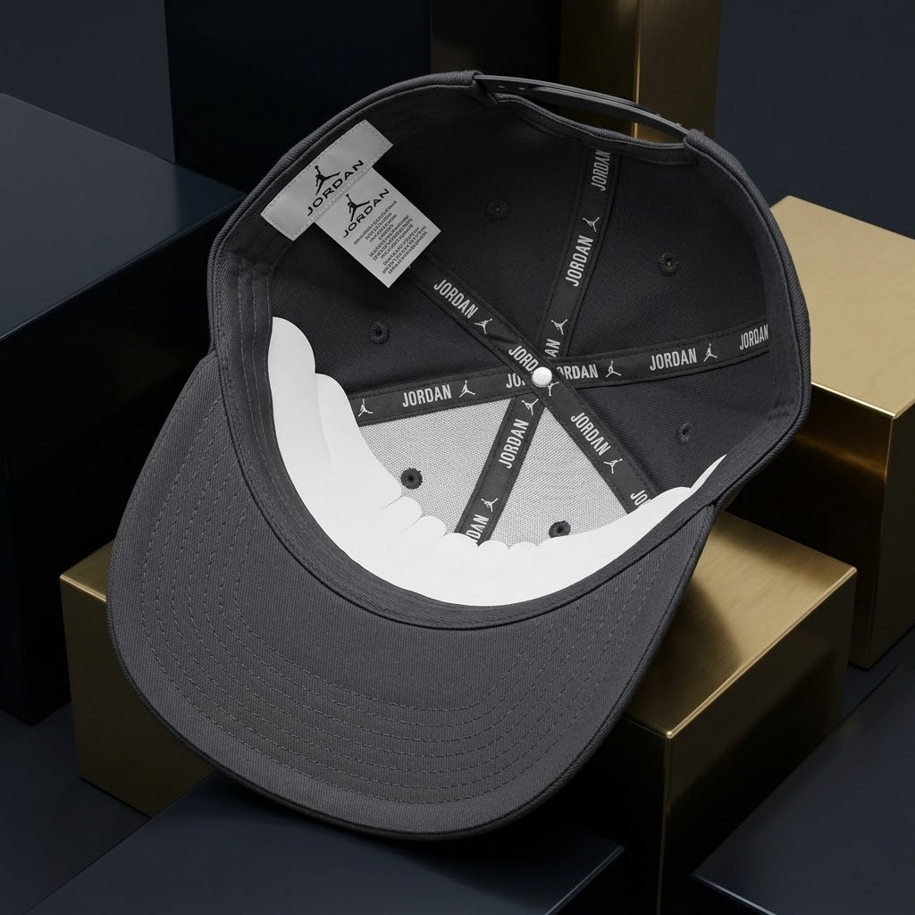 Jordan Grey Baseball Cap – Red Jumpman Logo Sports Hat