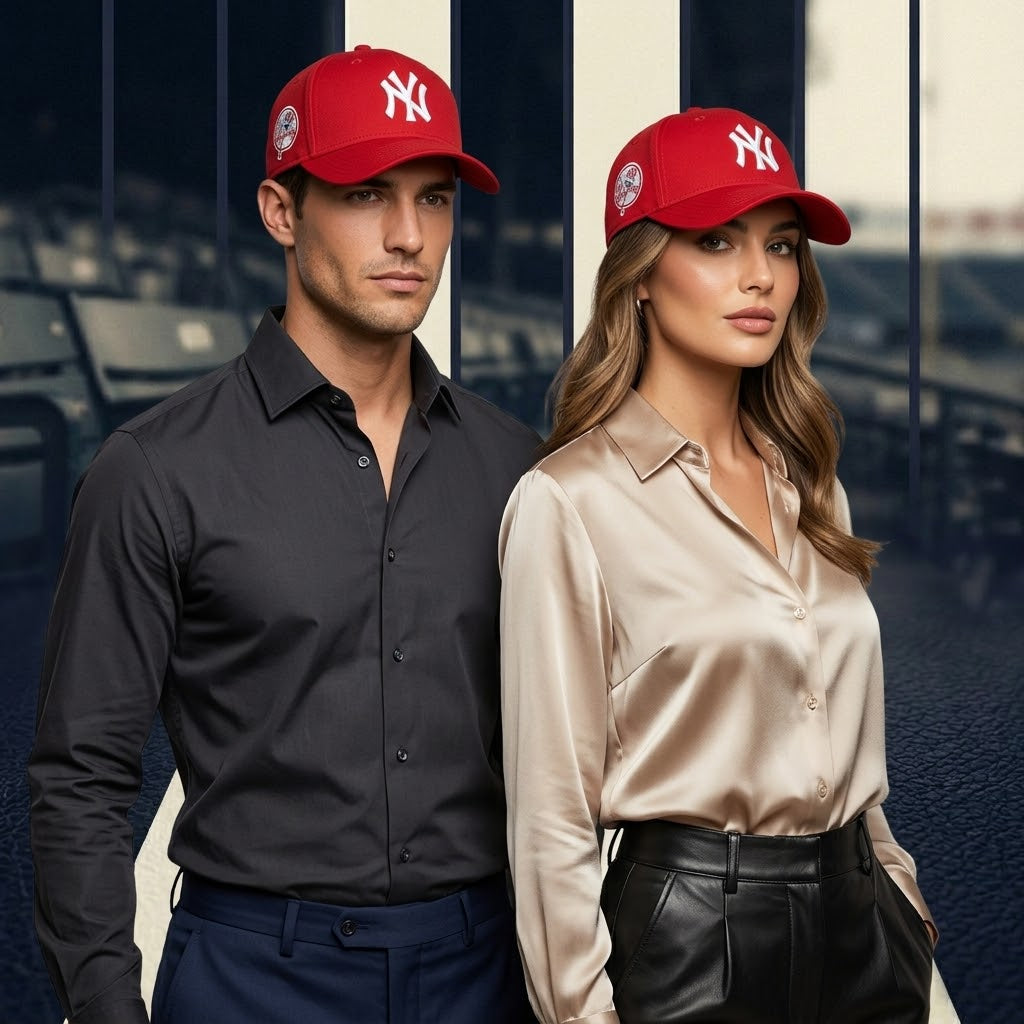 Red NY Cap – Classic White Embroidered Logo Premium Baseball Hat