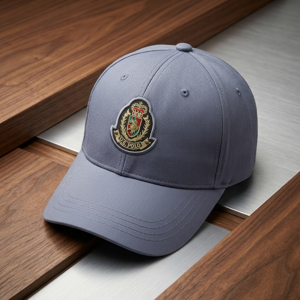 U.S. Polo Royal Crest Cotton Baseball Cap for Men – Grey