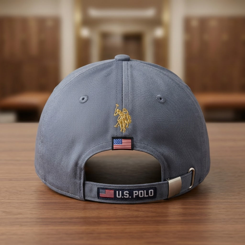 U.S. Polo Royal Crest Cotton Baseball Cap for Men – Grey