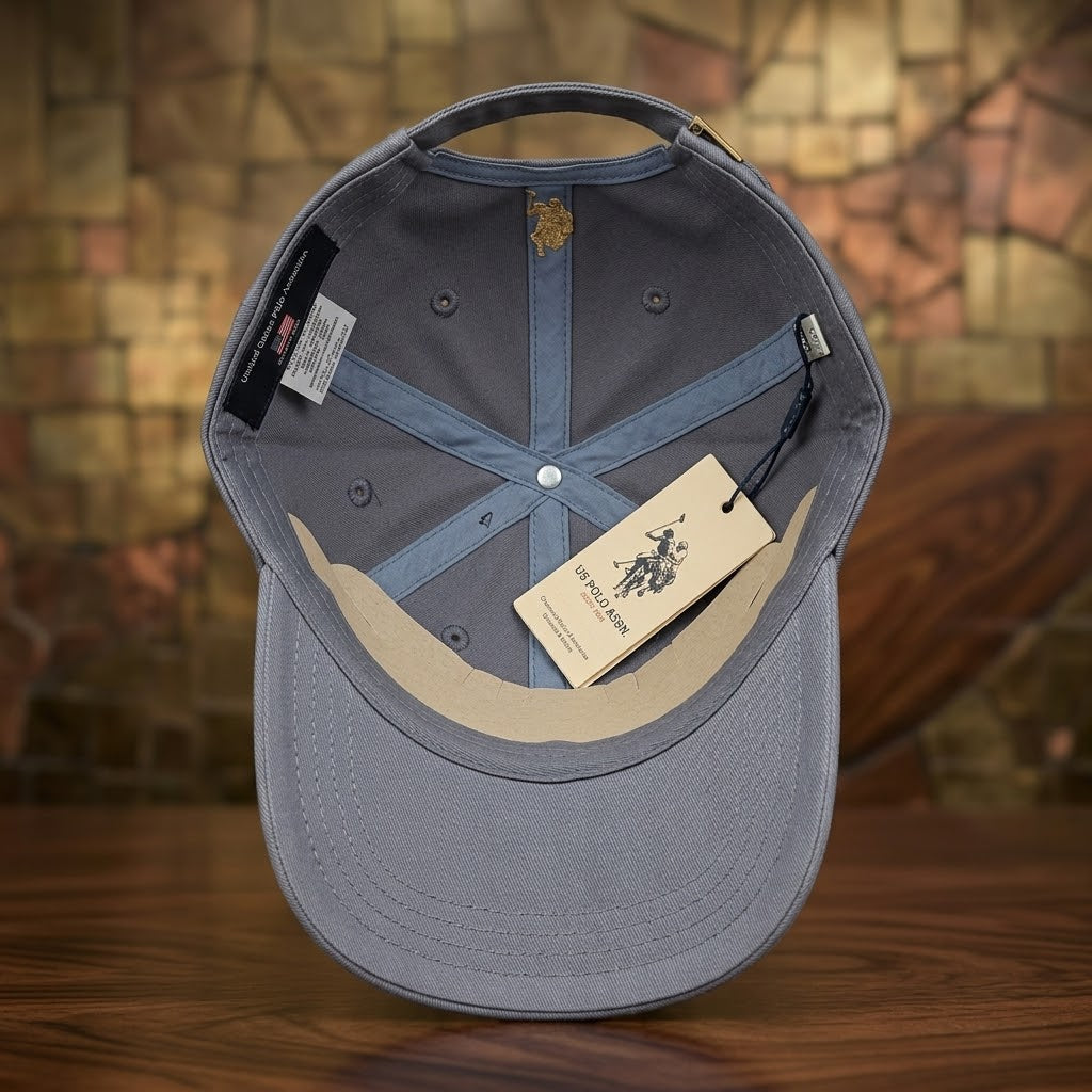 U.S. Polo Royal Crest Cotton Baseball Cap for Men – Grey