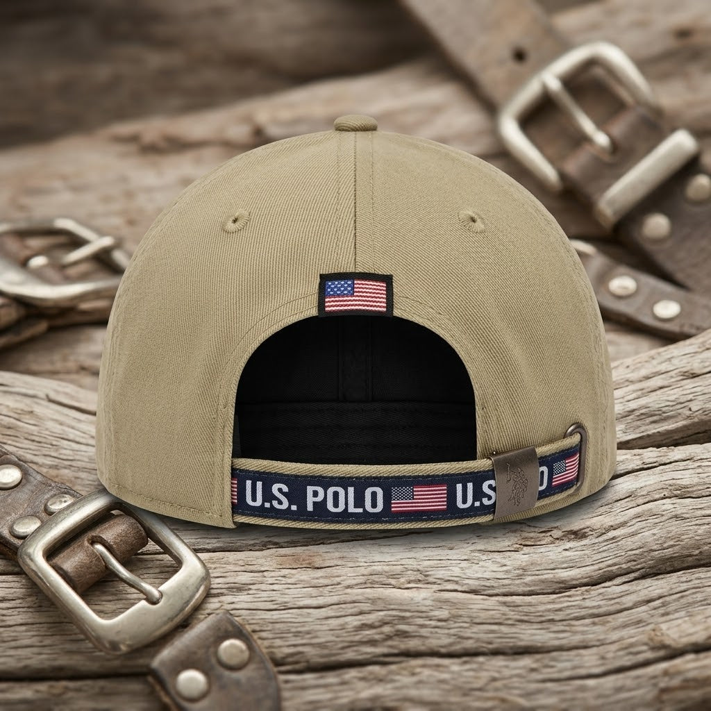 U.S. Polo Assn. Vintage Flag Patch Baseball Cap – Beige