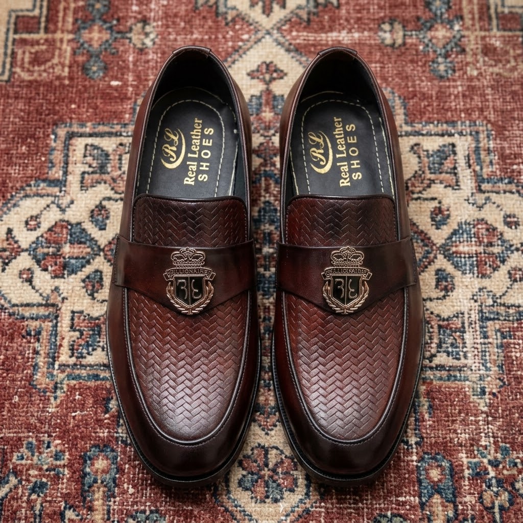 Imperial Hand-Woven Genuine Leather Loafers – Deep Mahogany
