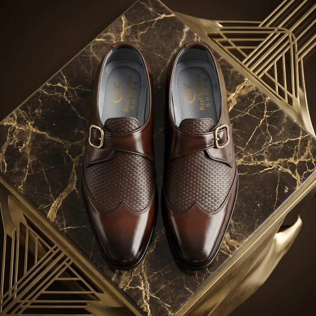 Imperial Burnished Leather Monk Strap Shoes – Rich Walnut