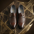 Imperial Burnished Leather Monk Strap Shoes – Rich Walnut