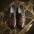 Imperial Burnished Leather Monk Strap Shoes – Rich Walnut