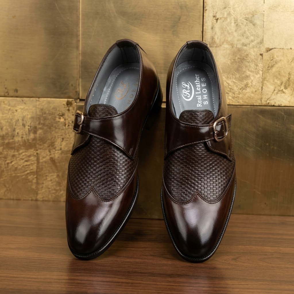 Imperial Burnished Leather Monk Strap Shoes – Rich Walnut