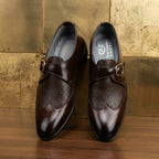 Imperial Burnished Leather Monk Strap Shoes – Rich Walnut