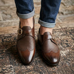 Imperial Burnished Leather Monk Strap Shoes – Rich Walnut