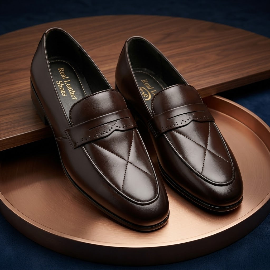 Imperial Quilted Leather Brogue-Accented Loafers – Rich Mocha
