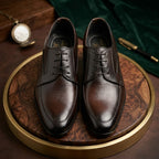 Imperial Pebble-Grain Genuine Leather Derbies – Deep Espresso