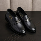 Genuine Leather Crosshatch Texture Slip-On Loafers for Men