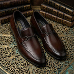 Men’s Real Leather Brown Horsebit Loafers – Formal Dress Shoes