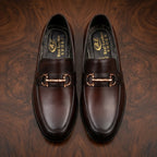 Genuine Leather Rose Gold Buckle Loafers for Men
