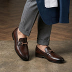 Genuine Leather Rose Gold Buckle Loafers for Men